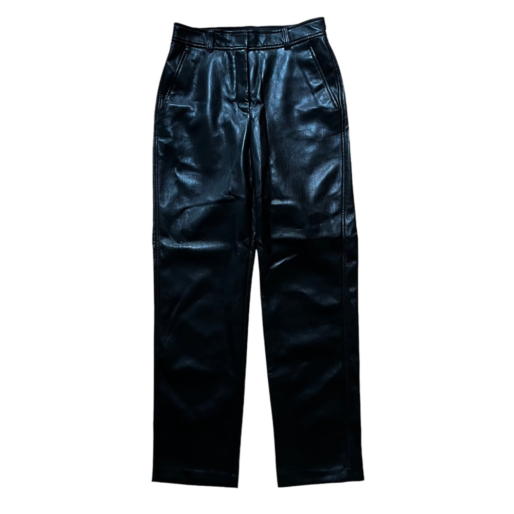 Babaton Black Command Pant Mid-rise Faux Leather Size 4 - Picture 1 of 6